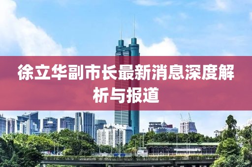 徐立华副市长最新消息深度解析与报道