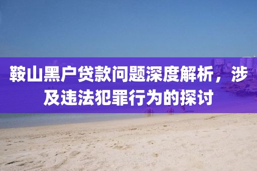 鞍山黑户贷款问题深度解析，涉及违法犯罪行为的探讨