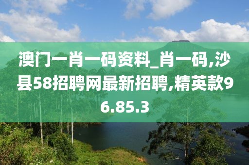 澳门一肖一码资料_肖一码,沙县58招聘网最新招聘,精英款96.85.3