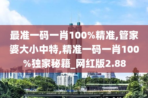 最准一码一肖100%精准,管家婆大小中特,精准一码一肖100%独家秘籍_网红版2.88
