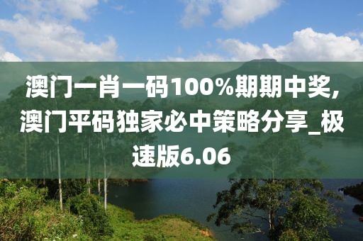 澳门一肖一码100%期期中奖,澳门平码独家必中策略分享_极速版6.06