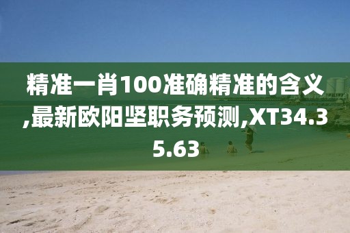 精准一肖100准确精准的含义,最新欧阳坚职务预测,XT34.35.63